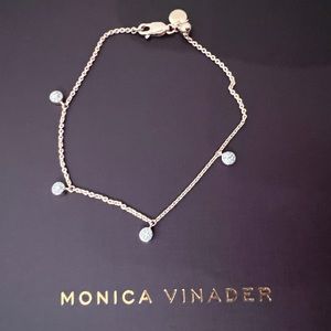 Monica Vinader Fiji Tiny Button Diamond Bracelet ROSE GOLD NWT